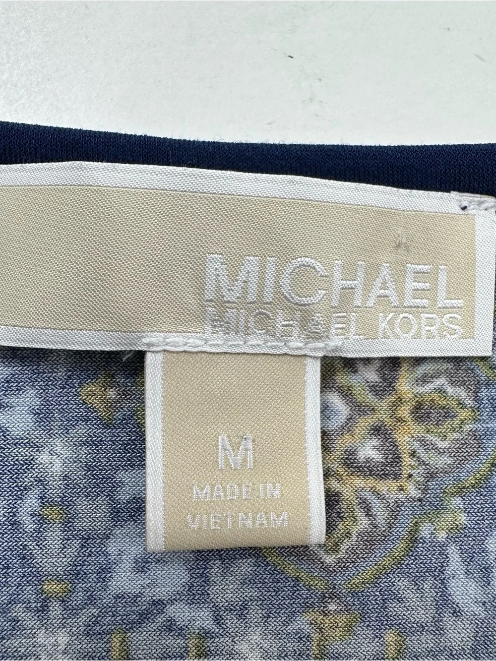 MICHAEL Michael Kors Navy and Olive Patterned Midi Dress - Picture 4 of 8